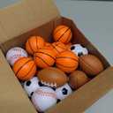 Blulu 48 Pack Small Sports Stress Balls for Kids Mini Footballs Baseball Soccer Basketball Sports Party Favor Gifts Small Foam Squeeze Anxious Toy for Classroom Reward Sport Party Supplies(1.6 Inch)