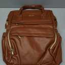 LOVEVOOK Leather Laptop Backpack for Women 15.6 inch,Travel Purse Nurse Teacher Carry On Backpack Computer Bag,Professional College Business Work Bags with USB Port,Brown