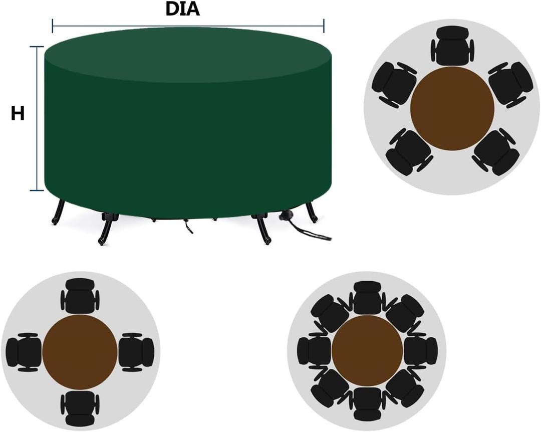 100 x 75 cm, Green, Outdoor Furniture Cover – Round, Tear Resistant 420D Oxford Fabric, Waterproof, All Weather Protection 24/7, Suitable for All Seasons, for Garden and Patio Furniture