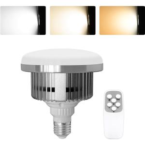 LimoStudio (1 Pack) 85W LED Photo Light Bulb, Remote Control, Dimmable 3200K-5500K, E26/E27 Socket, 3 Modes, 10 Brightness Levels, AGG3454