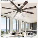 72 Inch Ceiling Fan No Light with Remote, Black Large Ceiling Fan Without Light with Quiet Reversible DC Motor, 6-Speeds, 8 Blades, Indoor/Outdoor Modern Ceiling Fans for Patios, Living Room, Garage
