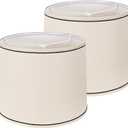 GIGIVOSHA Lamp Shades Set of 2 - Drum Lampshades 11.4" x 12.9" x 9.8" Inches, Fabric Medium Replacement Lampshades for Table Lamp, Floor Lamp, Assembly Required, Spider,Linen (Beige with Black Rim)