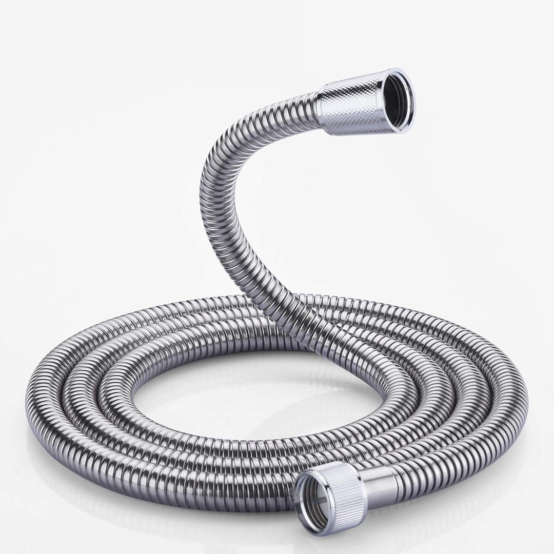 Rainovo Shower Hose Stainless Steel, 71 Inches(6 Feet) Extra Long Handheld Shower Head Hose Extension Replacement, Kink-Free Flexible Shower Hose Attachment For Shower Head Brushed Nickel.
