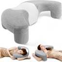 Side Sleeper Pillow with Arm Channel for Shoulder, Neck & Rotator Cuff Pain Relief, Memory Foam Cervical Neck Pillow Also Comfortable for Back Sleepers (Gray & White)