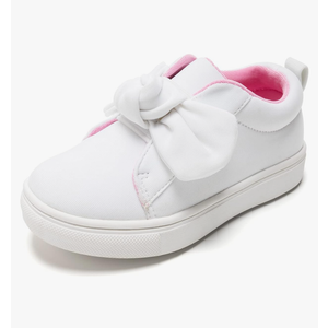 FUNKYMONKEY Girls Sneakers Lightweight Cute Bowknot Casual Walking Shoes for Toddler/Little Kids 8 White
