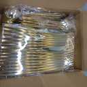 Rubtlamp 180Pcs Gold Plastic Silverware,Luxury Gold Plastic Cutlery,Heavy duty Golden Disposable Flatware, Utensils Set Disposable Include 60Gold Forks,60Gold Spoons,60Plastic Knives for Party,Wedding