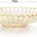 Gold Large Decorative Bowl 12'' Hand-painted Ruffle Decorative Bowl Glass Fruit Bowls Crystal Key Bowls Modern for Counter Home Decoration Table Centerpiece Kitchen Dining Room(Flat)