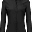 Ruisin Super Soft Wrinkle Free Button Down Shirts for Women Solid Long Sleeve Striped Formal Work Dress Blouses Tops (Black, XL)