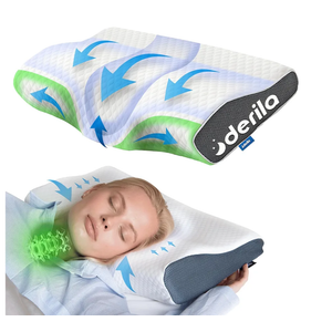 Derila Cervical Queen Size Pillow for Sleeping - Support Pillow for Side, Back, Stomach Sleepers - Contour Best Bed Pillows for Sleeping