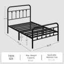 zunatu King Size Metal Bed Frame with Victorian Style Headboard and Footboard, Steel Slat Support Platform Bed, No Box Spring Needed, Under Bed Storage, Easy Assembly, Black