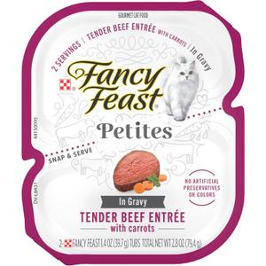 Purina Fancy Feast Gourmet Gravy Wet Cat Food, Petites Tender Beef With Carrots Entree - (Pack of 12) 2.8 oz. Tubs Purina Fancy Feast Gourmet Gravy Wet Cat Food, Petites Tender Beef With Carrots Entree - (Pack of 12) 2.8 oz. Tubs