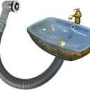 Qrity 2 x Overflow Pipes, Ceramic Sink Overflow Tube, Bathroom Basin, Round Interface, for Overflow Hole Diameter 21-24mm, Tube Length 400mm