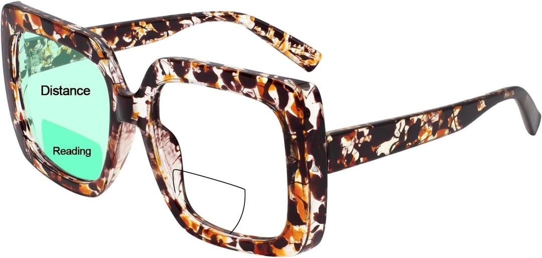 OCCI CHIARI Large Oversized Reading Glasses Women Square Vintage readers (Z Bifocal-demi)