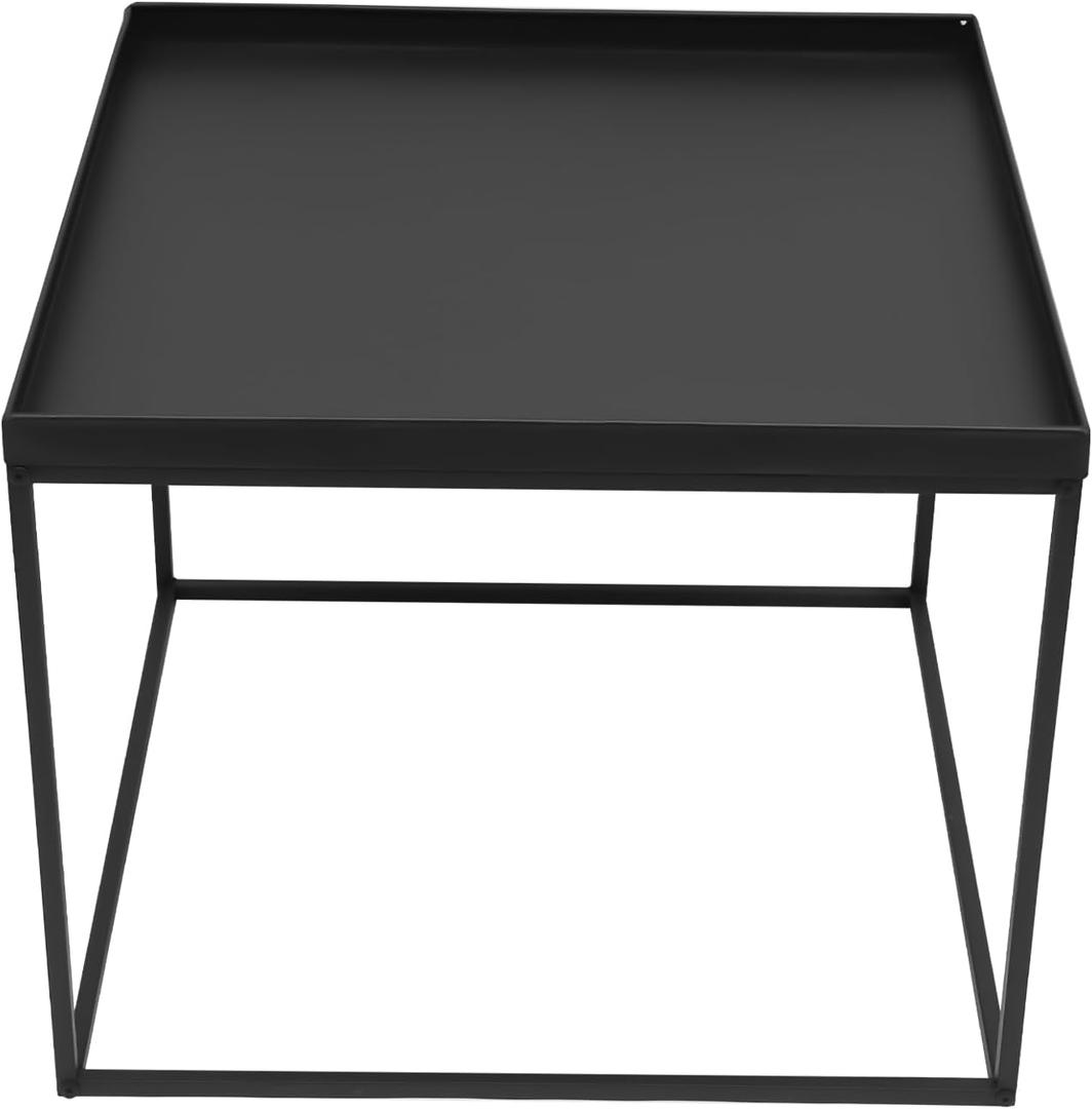 Black Metal End Table, Small Square Side Table, Indoor Outdoor Accent Coffee Table, 24" Black