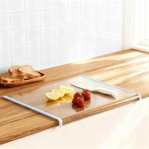 Clear Glass Cutting Board 17x13.3" Cutting Boards for Kitchen Countertop,Upgraded Acrylic Cutting Board,Perfect for Bread,Meat,Veggies & More,Kitchen Essential Gadgets (Blue)