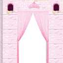 Panelee Princess Party Decoration Kit, 12''x12'' Pink Cardboard Castle Playhouse with Curtain Tassel Princess Castle Decorations for Birthday Baby Shower Christmas Party Backdrop Photo Booth