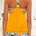 Yonique Two Piece Tankini Bathing Suits T-Back Blouson Swim Tops with Boy Shorts Women Swimsuits Sporty Swimwear (L)