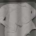 REORIA Women's Basic Lightweight Layering Sexy Slim Square Neck Long Sleeve Bodysuit Tops (L, White)