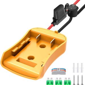 1 Packs Adapter for Dewalt 20V Battery Adapter for Power Wheel Battery Upgrade Conversion Kit with Switch, Fuse & Wire Terminals, 12AWG Wire, Power Tool Power Connector for DIY Rc Car Toys