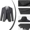 Retro Mens 3 Piece Suit Tweed Herringbone Slim Fit Suits Groomsmen Brown Tuxedos Set Prom Jacket Blazer Vest Pants for Men (Gray, XS)