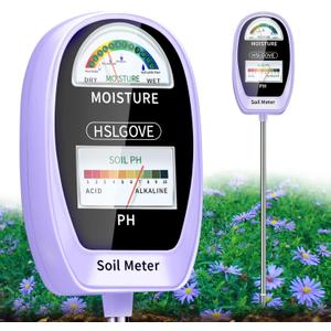 HSLGOVE Soil Test Kit, 2-in-1 Soil Moisture Meter/Soil PH Meter, Dual Screen Soil Tester, Soil Moisture Meter for Plants Watering/Gardening for Lawn,Farm Indoor&Outdoor Use-PalePurple