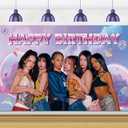 Birthday Decorations Poster Backdrop Banner 5x3Ft Fashion Music Themed Happy Birthday Party Decorations Banner Background Photo Booth Props for Home Office Birthday Party Supplies