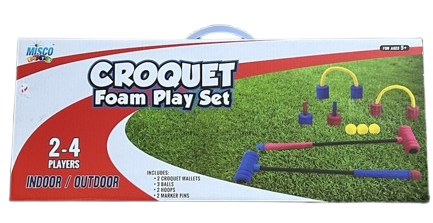 Misco Toys Foam Croquet Set Classic Outdoor Lawn and Party Game for Kids NIB 2pc