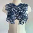 Flower Sequin Appliques, Navy Blue Appliques, Bodice Applique, Beaded Applique for Dresses, Dancewear, Evening Gowns, Apparel and More (Navy Blue)