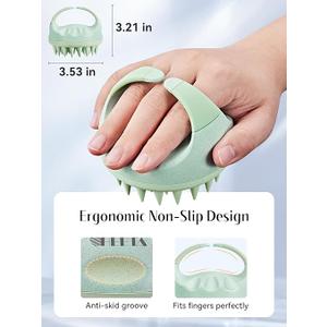 HEETA Scalp Massager with Soft Silicone Bristles for Hair Growth, Dandruff Removal, and Scalp Relaxation Shampoo Brush for Wet or Dry Hair (Green)