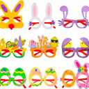 9 Pcs Easter Glasses Party Decor - Glitter Bunny and Egg Sunglasses Frames, Novelty Costume Eyeglasses Photo Props for Adults and Kids, Spring Holiday Favors for Fun Parties, Easter Day Celebrations