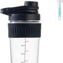 16oz Glass Shaker Bottle for Protein, Small Borosilicate Glass Protein Powder Leak-Proof Shaker Cup Mixes with 304 Blending Ball(16oz,Black)