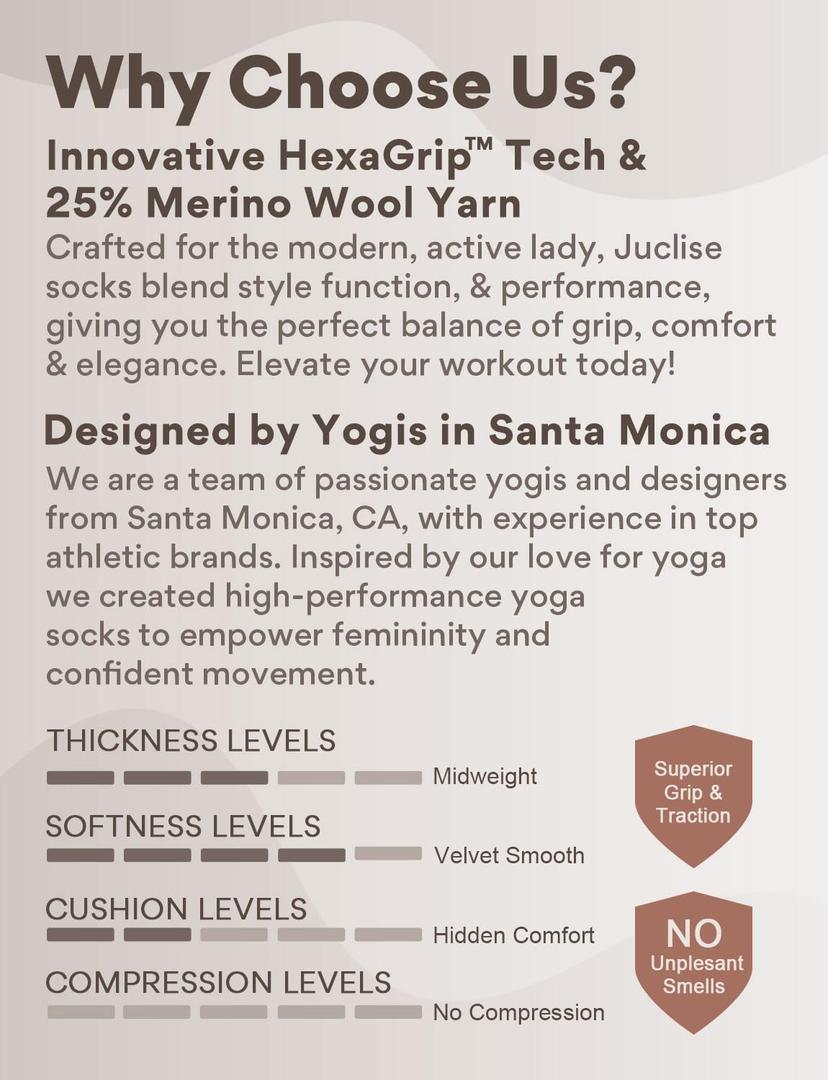 Juclise Non-Slip Yoga Socks for Women Breathable Grippy Workout Socks for Pilates Barre Gym & Meditation (US, Alpha, Medium, Regular, Regular, Snow*2 + Haze*1)
