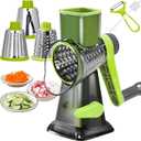 Cheese Grater Rotary Cheese Grater,Versatile Cheese Shredder,Blades for Shredding, Grating, Slicing,Cheese Shredder with Suction Base and Cleaning Brush Kitchen Gift (green)