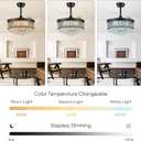 TXCSLY Crystal Fandelier Ceiling Fan with Light, 48" Retractable Ceiling Fans Chandelier Fan with Retractable Blades Dimmable Crystal Ceiling Fan Chandelier Fans for Bedroom Living Room etc-Black