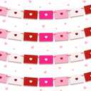 Harloon 61 Pcs 33ft Valentines Day Envelope Decoration Banner Galentine Love Letter Heart Garland Red Pink White Heart Envelopes Decoration for Home Door Wall School Office Dinner Party Supplies