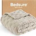 Bedsure GentleSoft Beige Throw Blanket for Couch - Checkered Fleece Blankets Gifts for Kids Girls, Cute Soft Cozy Throw for Bedroom Home Decor Gifts, Neutral, 50x60 Inches