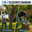 12” Cordless Brushless Chainsaw, 2-in-1 Telescoping Pole Saw with Battery