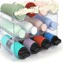 Water Bottle Organizer - 3 Pack Clear Stackable Bottle Storage Rack and Wine Rack for Stanley Yeti Bottle and Other Tumbler Organizer for Kitchen Cabinets, 3 Tier Hold 12
