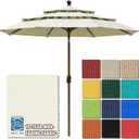 EliteShade USA 10-Year-Non-Fading 9ft 3-Tier Market Patio Umbrella, Commercial Grade Outdoor Table Umbrella with Crank Open, Windproof & UPF 50+ UV Protection, Heavy Duty Ventilation for Garden, Deck, Pool, Backyard, Beach & Bistro, Natural