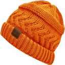 Rosoz  Ponytail Beanie for Women,Winter Warm Beanie Tail Soft Stretch Cable Knit Messy High Bun Hat