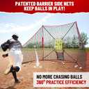 12x7 FT Baseball Net, Baseball & Softball Training Net with Barrier Side Nets - Pitching Net with Large Ball Collection System, Batting Practice Backstop, Baseball Training Equipment with Carry Bag, 7ft x 7ft x 10ft