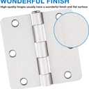 18 Pack Satin Nickel 3.5 Inch x 3.5" 1/4" Radius Interior Door Hinges Brushed Nickel 3-1/2 Door Hinge for Doors Bedroom Small Rounded Conner Standard Bifold Residential Door Hinge