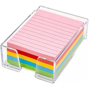 Acrylic Sticky Note Holder with Pen Slot Clear Sticky Note Dispenser for 4x6 Inch Notes Post It Holder for Desk Organizer School Home Office Supplies