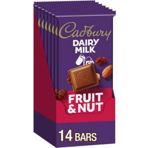 CADBURY DAIRY MILK Fruit & Nut Milk Chocolate Candy Bars, 3.5 oz (14 Count), Best By: 11/01/25