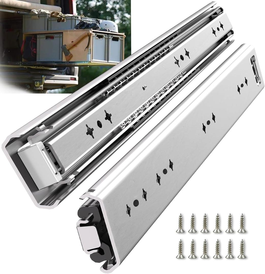 1 Pair 260 Lbs Heavy Duty Drawer Slides 12 14 16 18 20 22 24 26 28 30 32 36 40 inch Full Extension Ball Bearing Side Mount Cabinet Industrial Rail Tool Box Runner(40 inch, with M5 Screws)