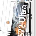 AACL [Fingerprint Compatible][3-Pack] 3D Curved Tempered Glass for Samsung Galaxy S22 Ultra 5G Screen Protector, [Easy Installation with Alignment][Anti-Scratch][Case Friendly]