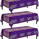 Childom 3 Pack Graduation Tablecloth,Graduation Decorations 2026 Graduation Party Decorations,54"x108"Purple and Gold Graduation Decorations,Disposable Plastic Table Cloth Rectangle for Party Supplies
