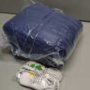 Heated Electric Blanket- Electric Throw Blanket 72"x84" for Bed- Heated Blanket with 5 Heating Levels& 4 Hours Auto Off for Home Office - Soft Faux Fur Heating Blanket for Full Body(Navy Blue)