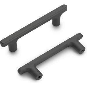 10 Pack 3 Inch(76mm) Matte Dark Gunmetal Gray Modern Cabinet Pulls Kitchen Cabinet Handles Kitchen Cabinet Hardware Timeless Drawer Pulls for Dresser Wardrobe, Gray (3x10)