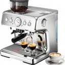 Espresso Machine, 20 Bar Semi-Automatic Espresso Machine with Grinder & Milk Frother Steam Wand, 1450W Home Cappuccino Latte Machine with Removable 95 Oz Water Tank, Stainless Steel